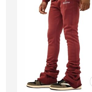 Stacked Distressed Flare Doctrine Logo super-stacked sweatpants /Joggers / Small